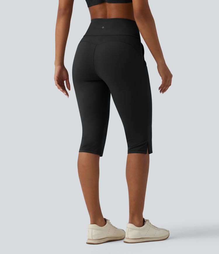 Halara UltraSculpt™ - Pedal-Pusher-Yogahose mit hohem Bund, Seitentaschen, Bauchkontrolle und geschlitztem Saum - slim