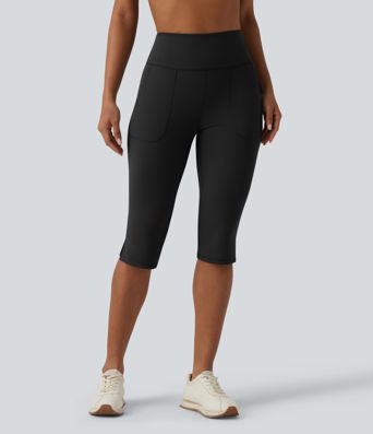 Halara UltraSculpt™ - Pedal-Pusher-Yogahose mit hohem Bund, Seitentaschen, Bauchkontrolle und geschlitztem Saum - slim