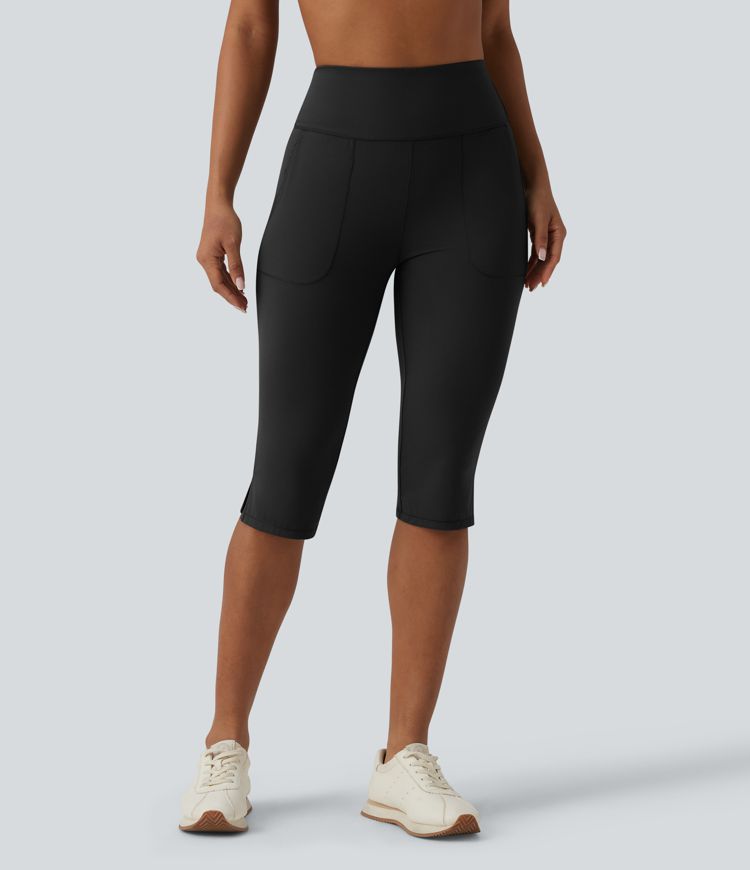 Halara UltraSculpt™ - Pedal-Pusher-Yogahose mit hohem Bund, Seitentaschen, Bauchkontrolle und geschlitztem Saum - slim