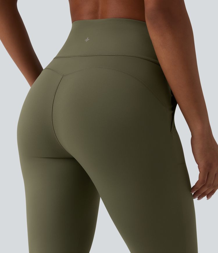 Halara UltraSculpt™ High Waisted Tummy Control Split Hem Pedal Pusher Slim Yoga Pants with Pockets
