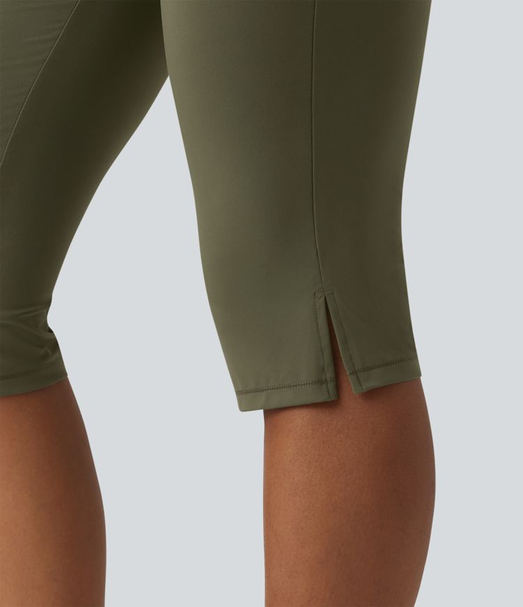 Halara UltraSculpt™ High Waisted Tummy Control Split Hem Pedal Pusher Slim Yoga Pants with Pockets