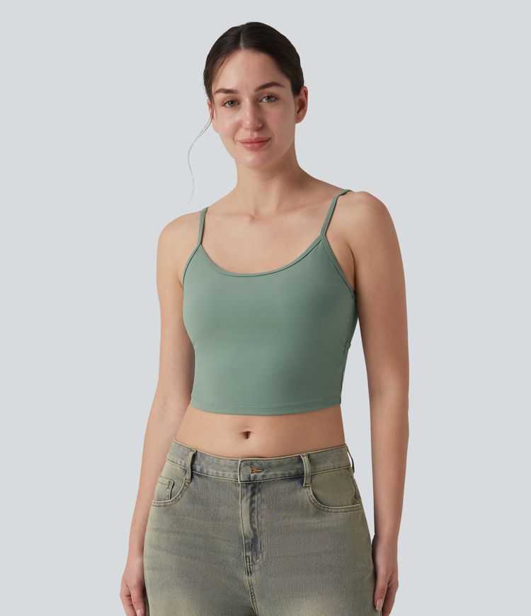 Lässiges Tanktop mit U-Ausschnitt und integriertem BH