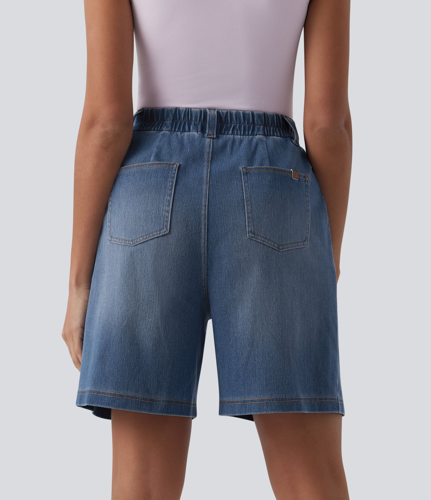 Halara Flex™ High Waisted Pleated Denim Casual Baggy Shorts with Pockets