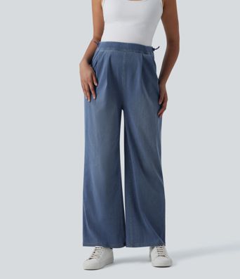 Halara Flex™ High Waisted Wide Leg Casual Maternity Jeans with Pockets