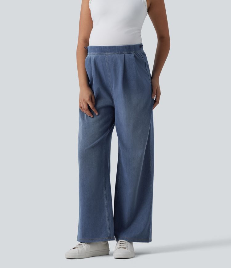 Halara Flex™ High Waisted Wide Leg Casual Maternity Jeans with Pockets