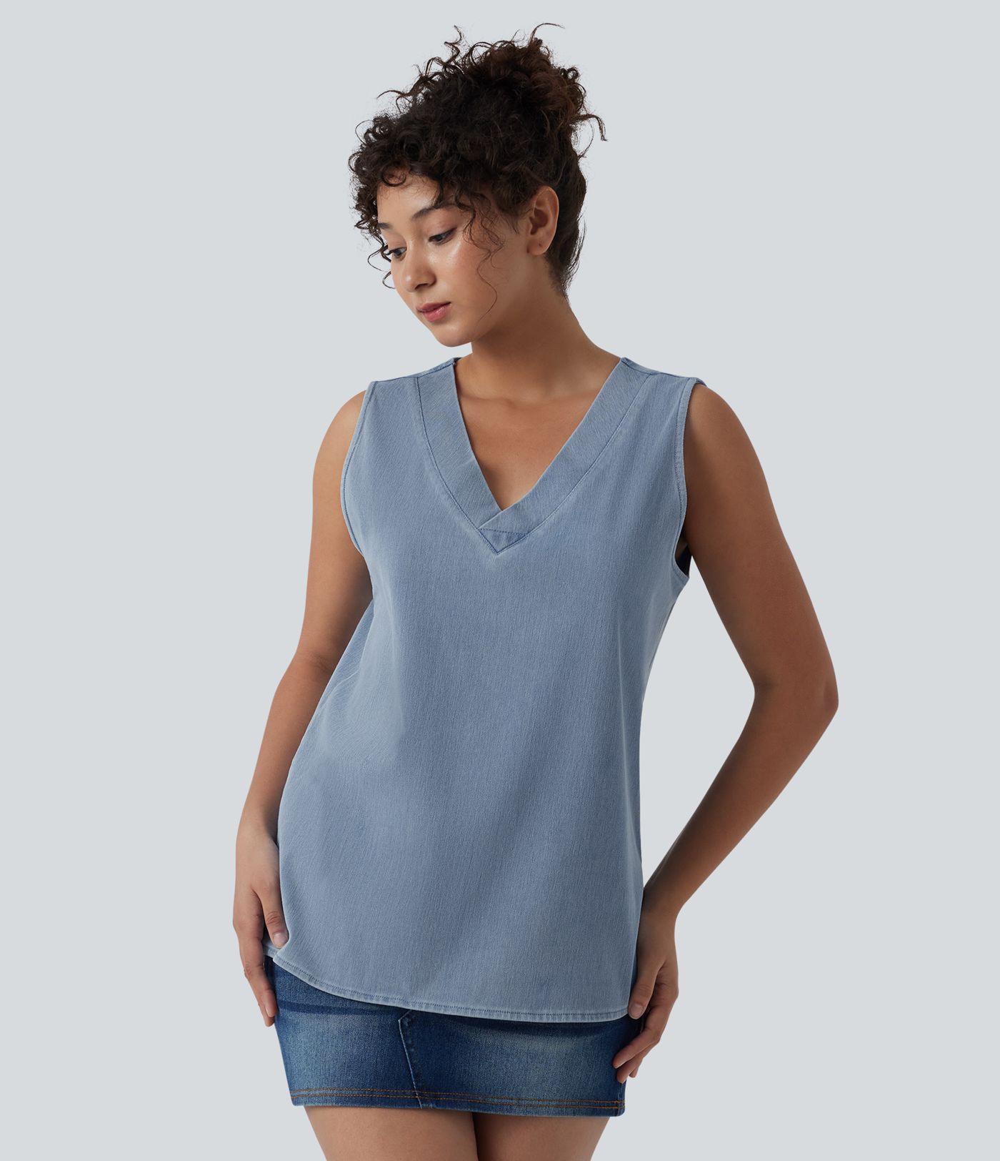 Halara Flex™ V Neck Denim Casual Tank Top