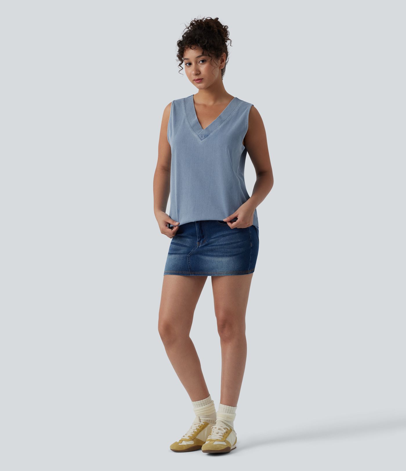 Halara Flex™ V Neck Denim Casual Tank Top