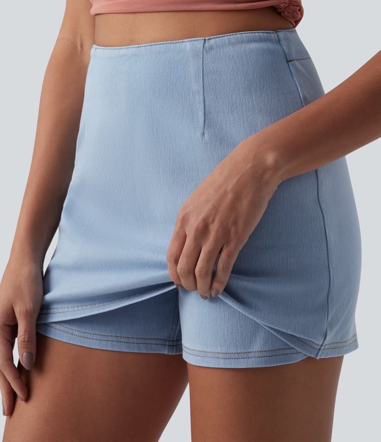 Halara Flex™ Denim High Waisted A-Line Micro Casual Skort
