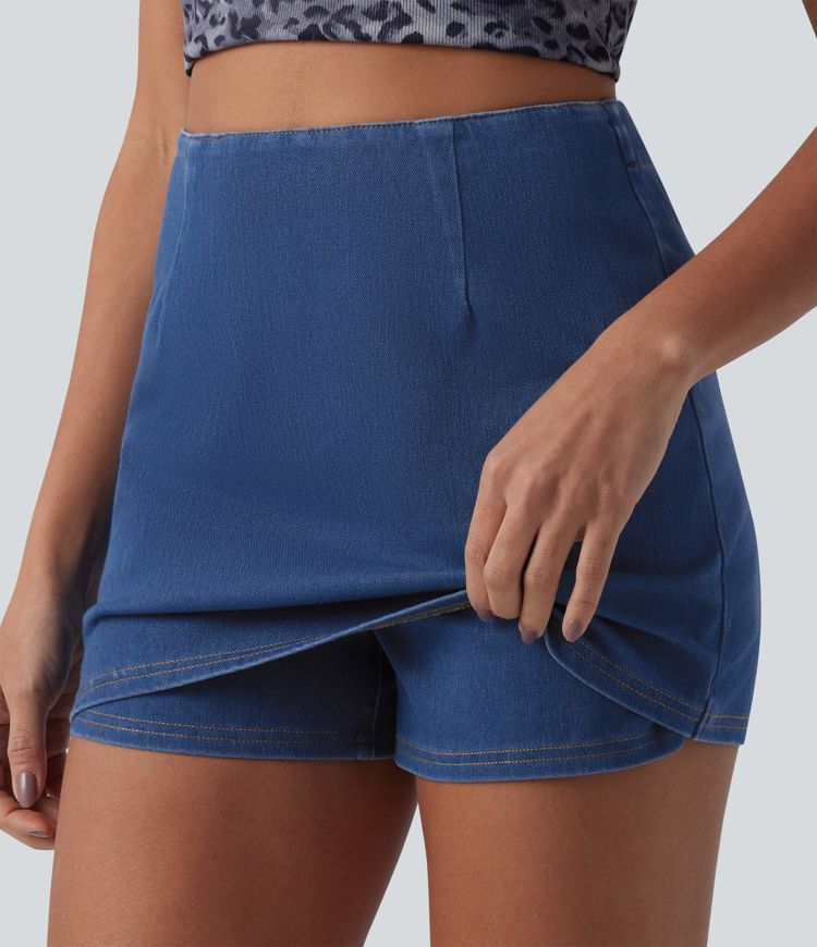 Halara Flex™ Denim High Waisted A-Line Micro Casual Skort