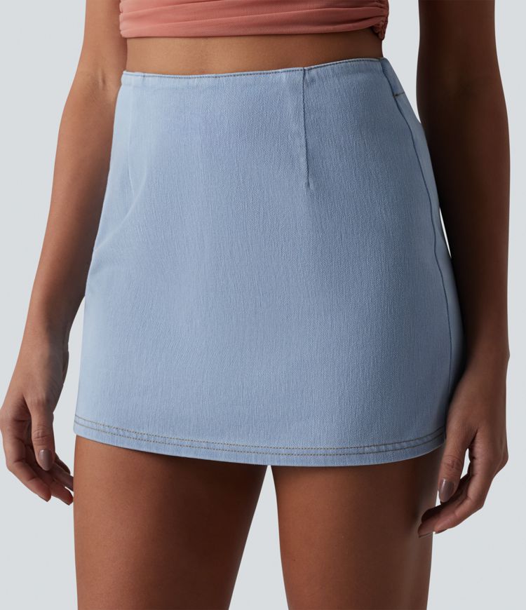 Halara Flex™ Denim High Waisted A-Line Micro Casual Skort