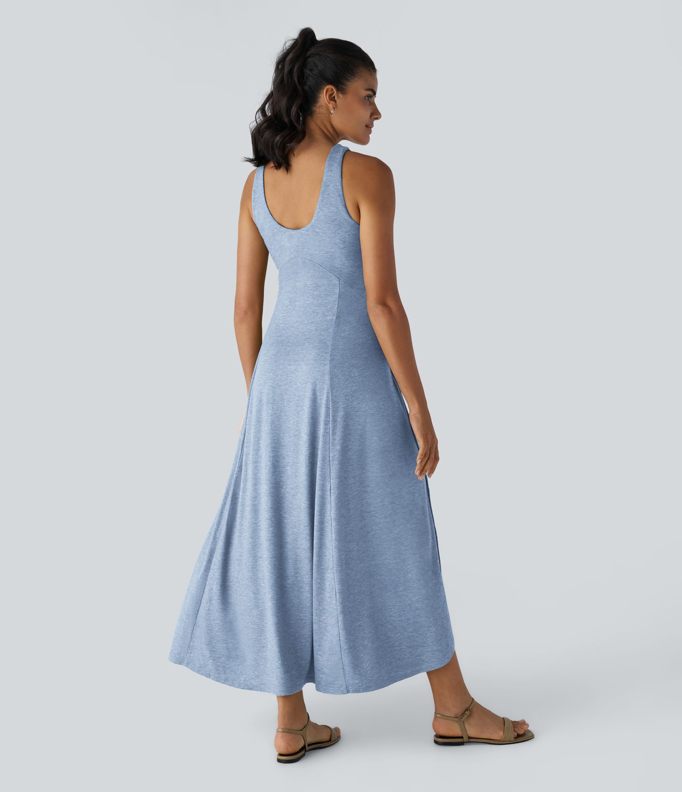 U Neck Flowy Maxi Casual Tank Dress