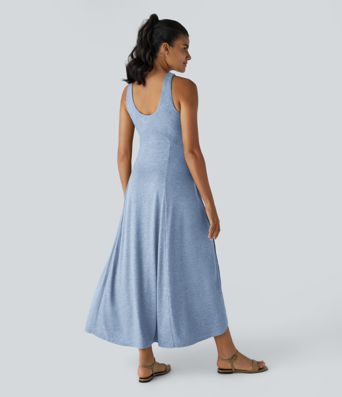U Neck Flowy Maxi Casual Tank Dress