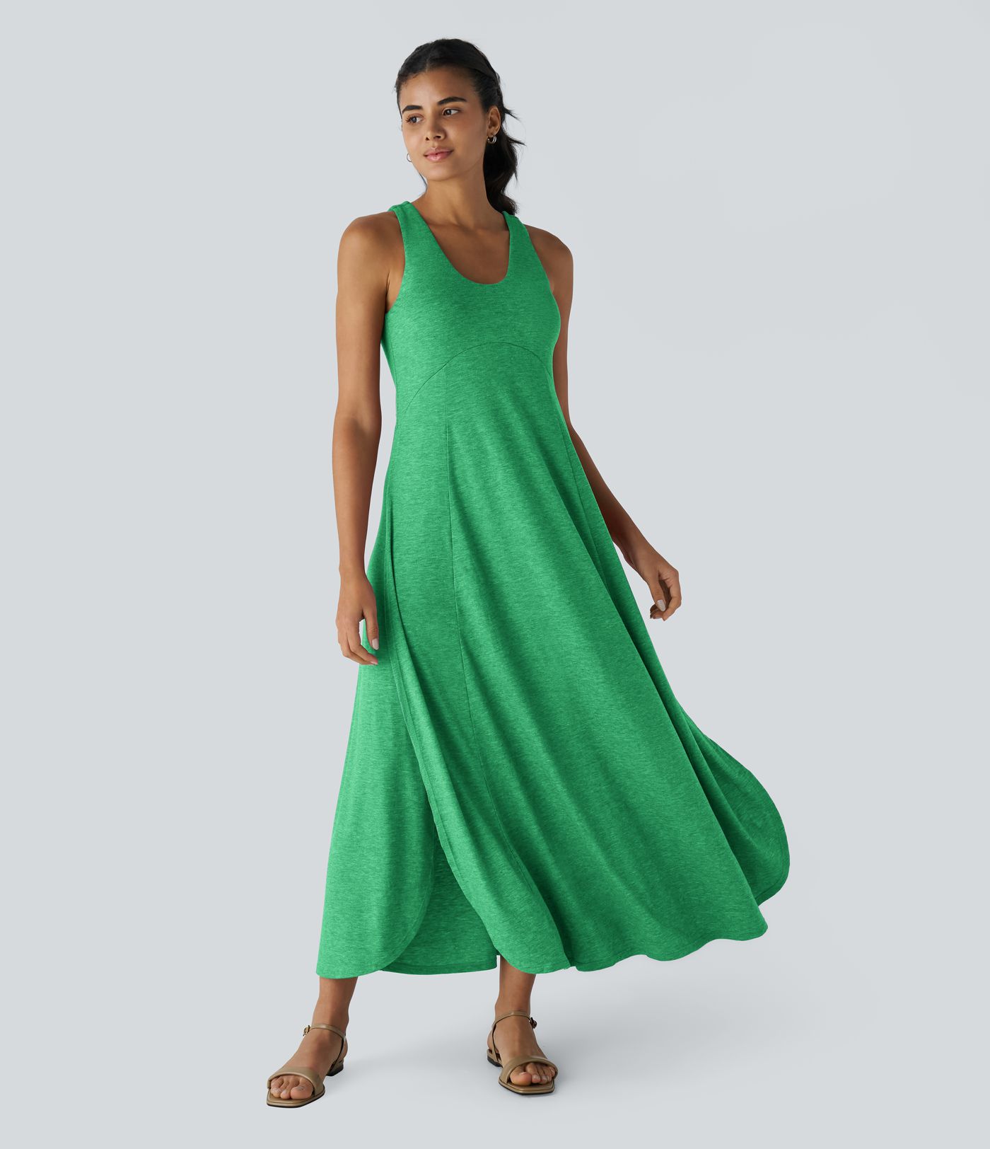 U Neck Flowy Maxi Casual Tank Dress