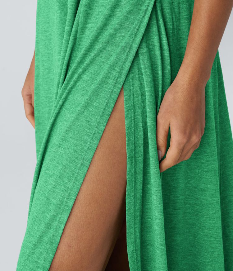 U Neck Flowy Maxi Casual Tank Dress