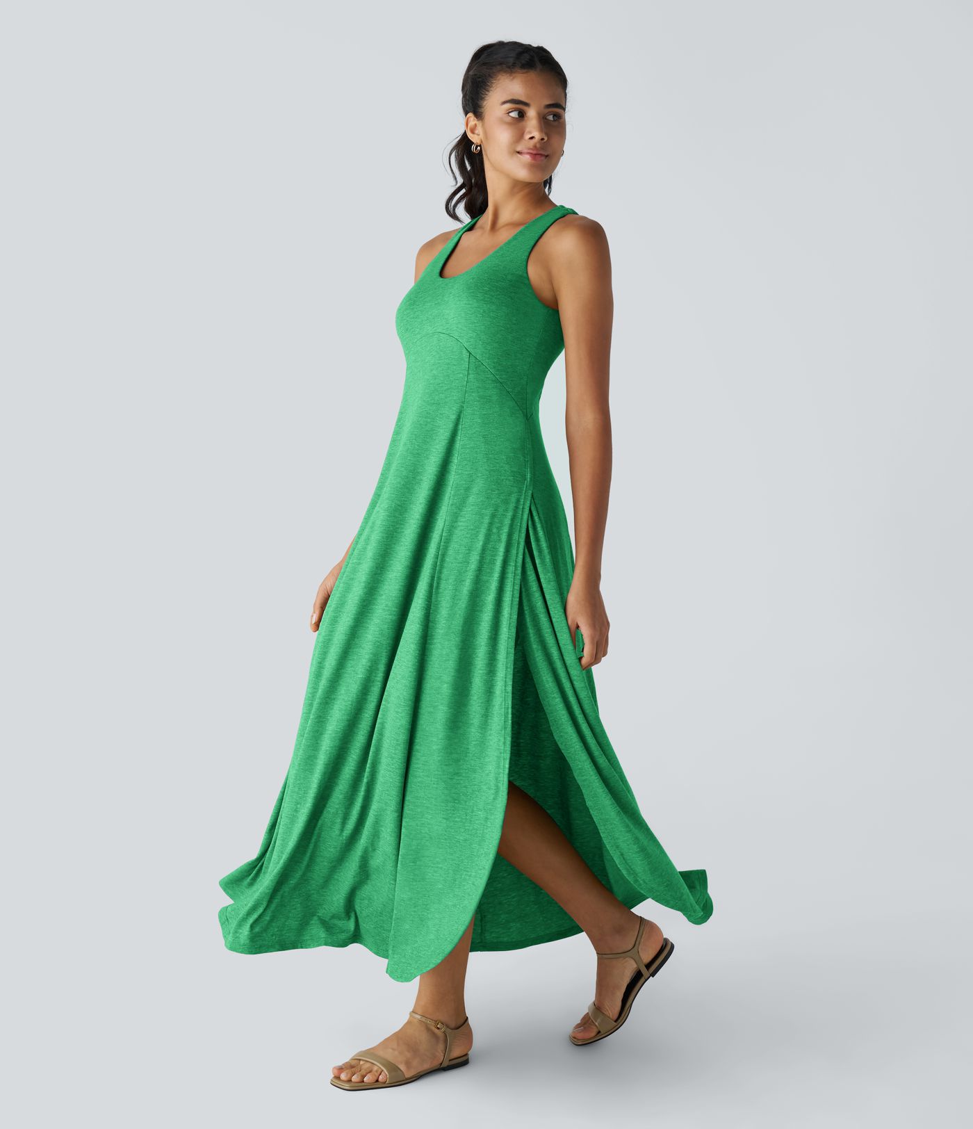 U Neck Flowy Maxi Casual Tank Dress