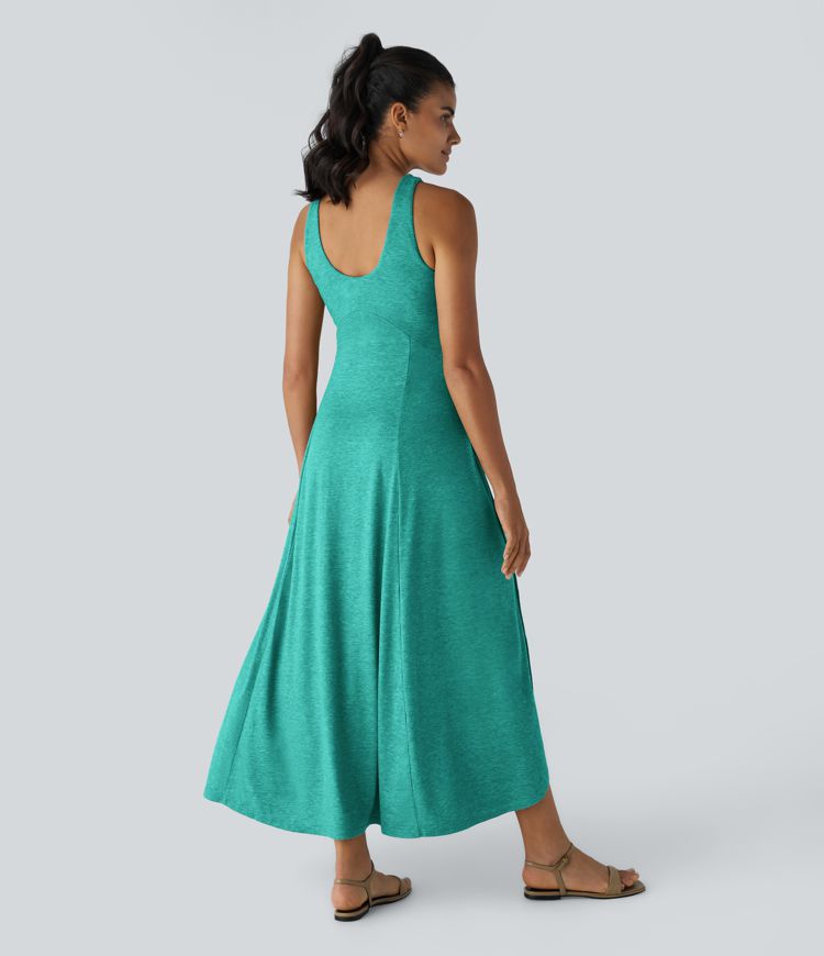 U Neck Flowy Maxi Casual Tank Dress
