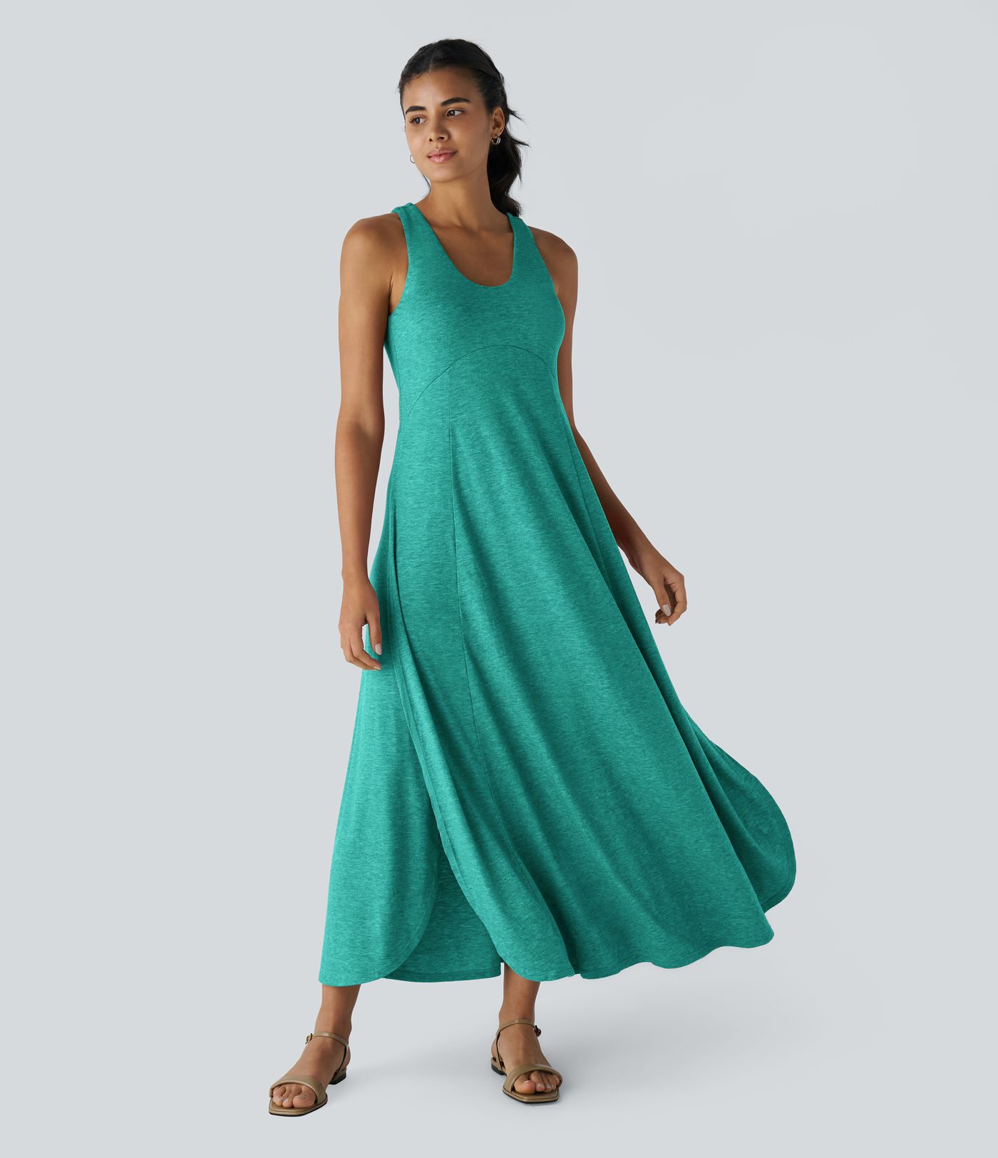 U Neck Flowy Maxi Casual Tank Dress