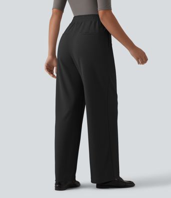 Halara Flex™ - Crepe-Bürohose mit hohem Crossover-Bund, Seitentaschen und geradem Bein