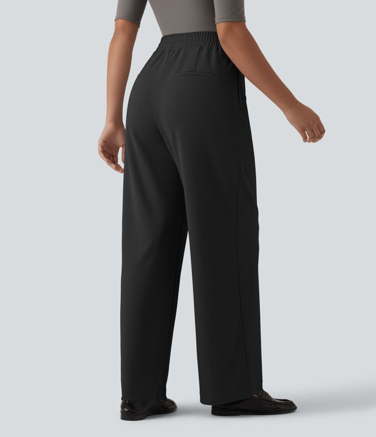 Halara Flex™ - Crepe-Bürohose mit hohem Crossover-Bund, Seitentaschen und geradem Bein
