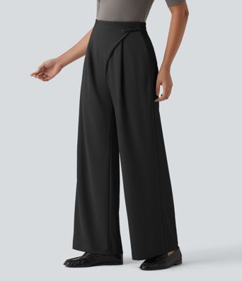Halara Flex™ - Crepe-Bürohose mit hohem Crossover-Bund, Seitentaschen und geradem Bein