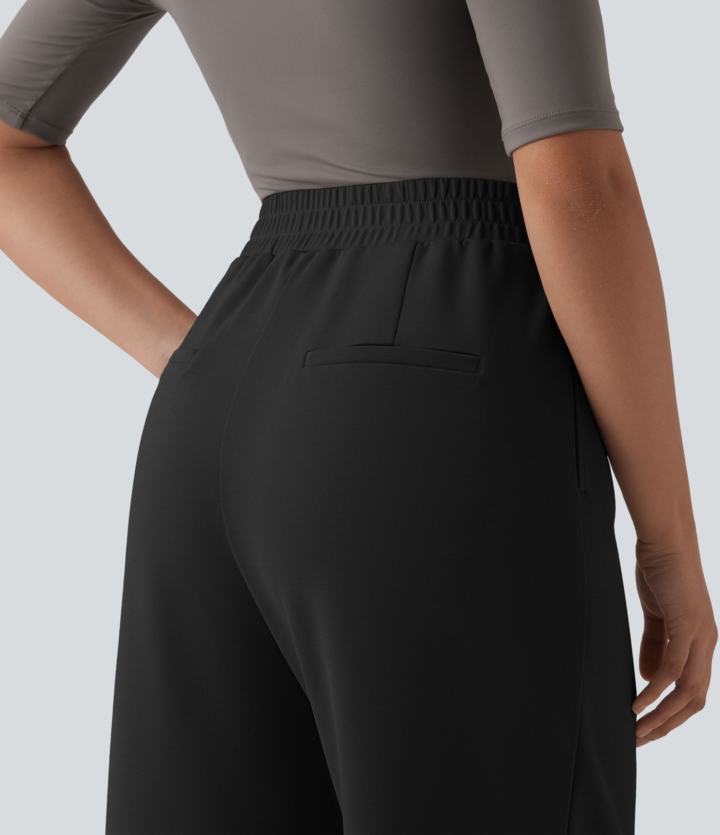 Halara Flex™ - Crepe-Bürohose mit hohem Crossover-Bund, Seitentaschen und geradem Bein