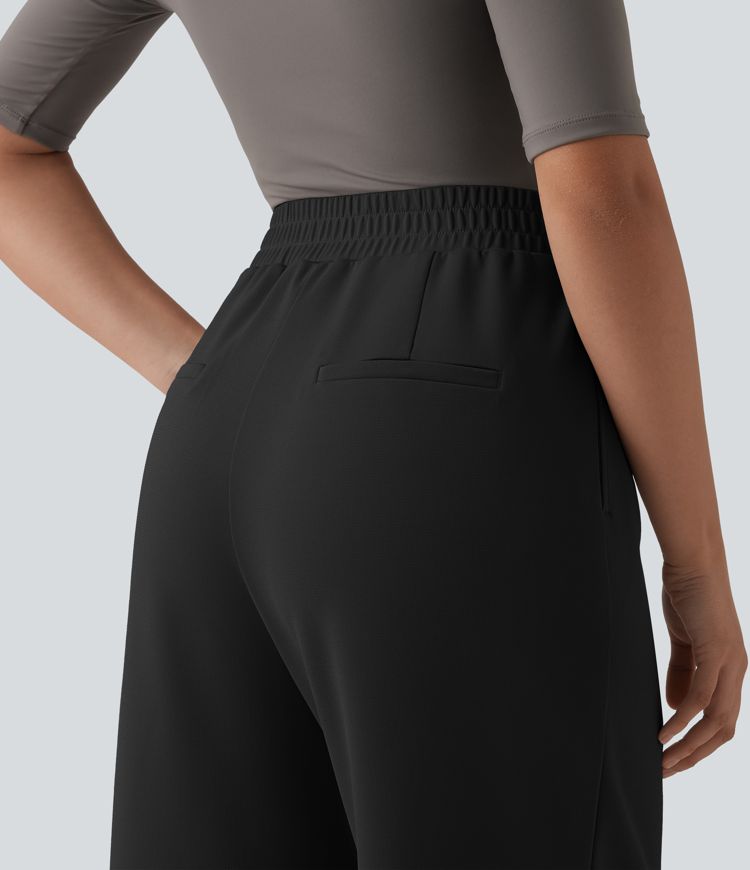 Halara Flex™ - Crepe-Bürohose mit hohem Crossover-Bund, Seitentaschen und geradem Bein