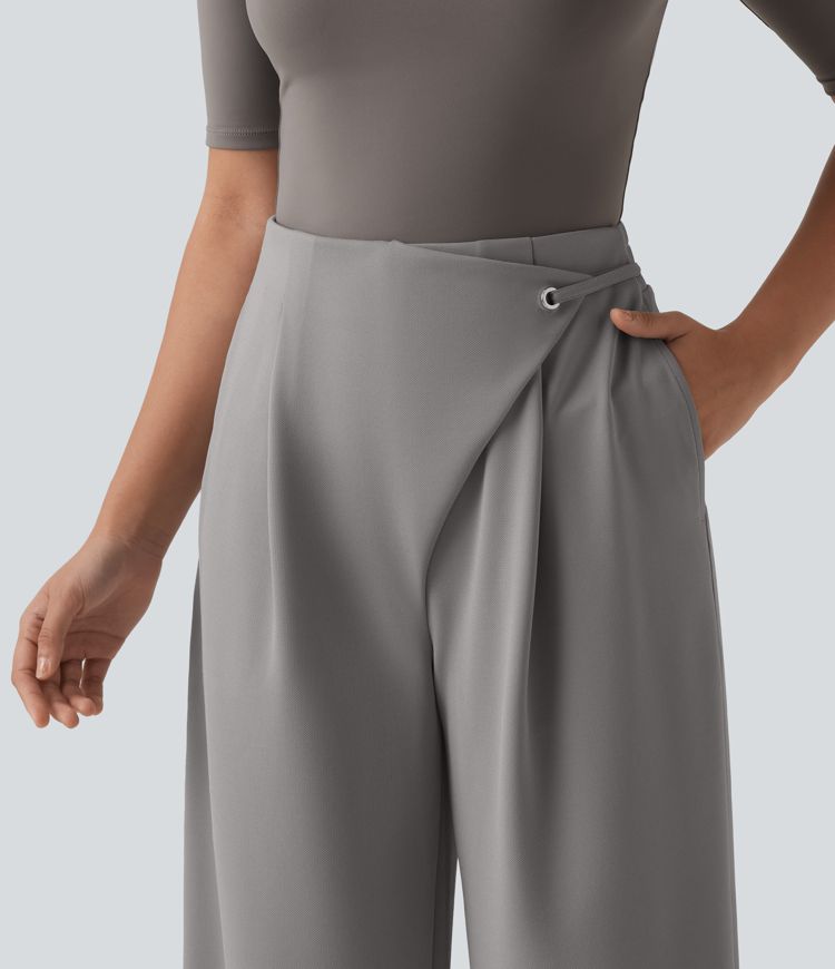 Halara Flex™ - Crepe-Bürohose mit hohem Crossover-Bund, Seitentaschen und geradem Bein