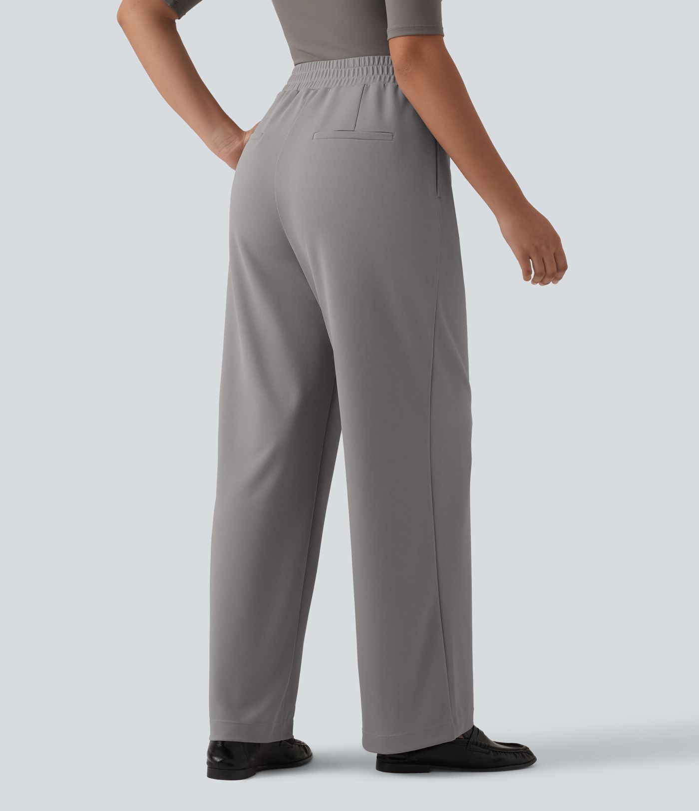 Halara Flex™ - Crepe-Bürohose mit hohem Crossover-Bund, Seitentaschen und geradem Bein