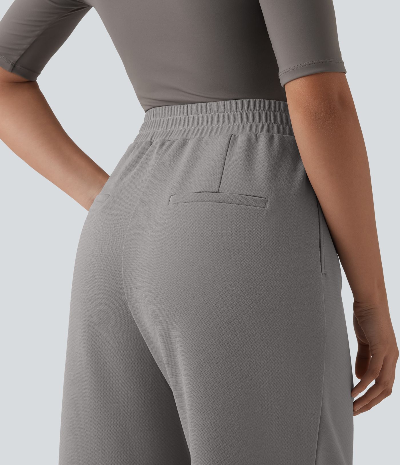 Halara Flex™ - Crepe-Bürohose mit hohem Crossover-Bund, Seitentaschen und geradem Bein