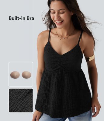Built-in Bra V Neck Tank Top