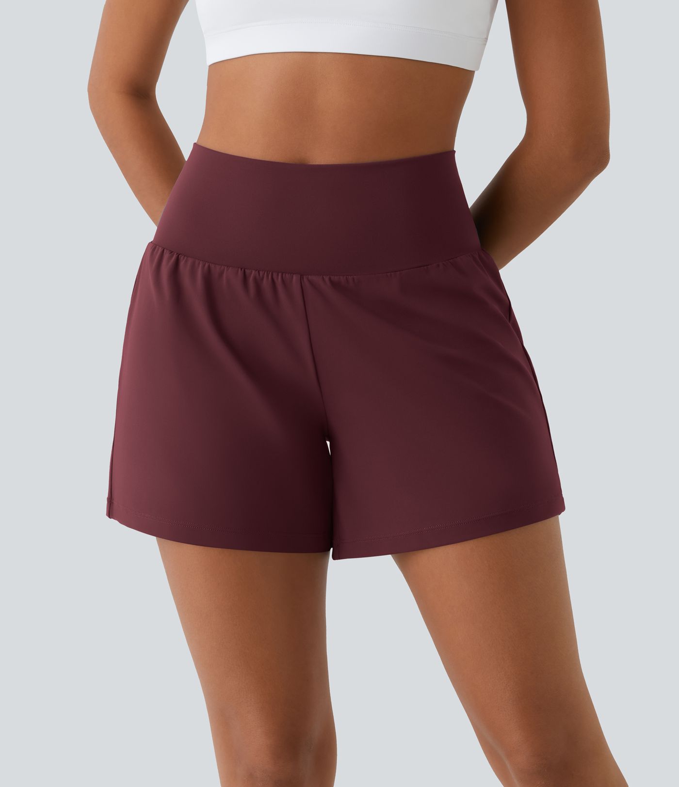 Super hoch taillierte 2-in-1-Yoga-Shorts mit Gesäßtasche und Seitentasche-längerer Länge Super hoch taillierte 2-in-1-Yoga-Shorts mit Gesäßtasche und Seitentasche-längerer Länge