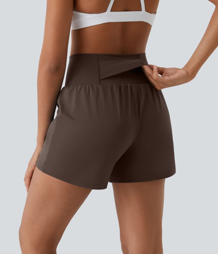 SoftlyZero™ Airy Super High Waisted 2-in-1  Cool Touch Yoga Shorts 5'' with Pockets-Longer Length