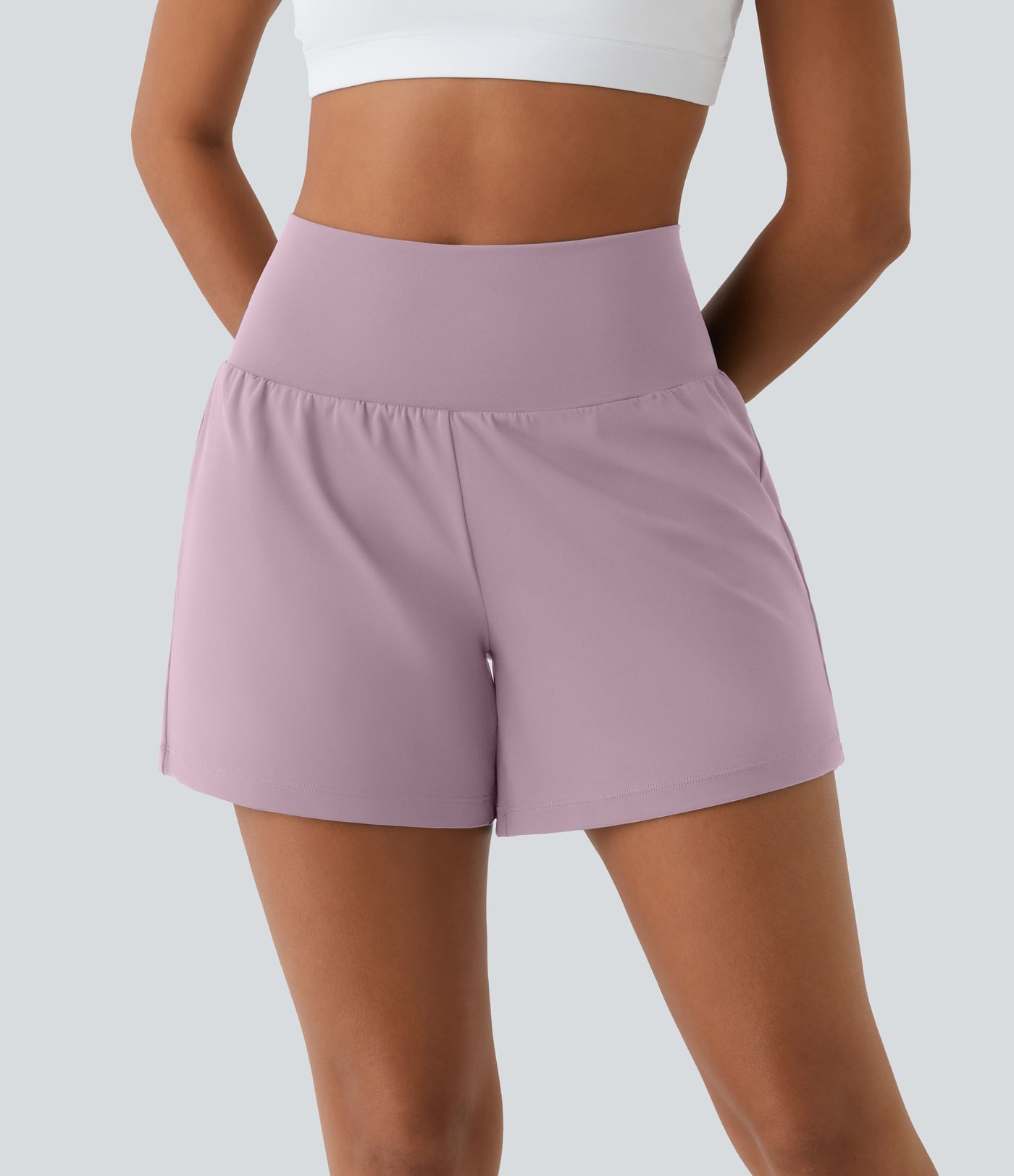 SoftlyZero™ Airy Super High Waisted 2-in-1  Cool Touch Yoga Shorts 5'' with Pockets-Longer Length