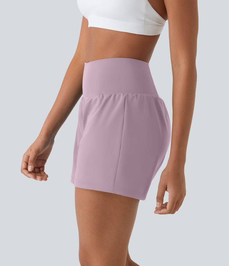 SoftlyZero™ Airy Super High Waisted 2-in-1  Cool Touch Yoga Shorts 5'' with Pockets-Longer Length