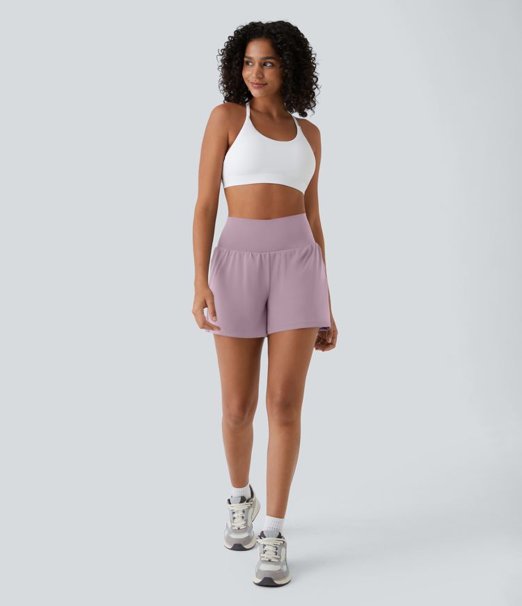 SoftlyZero™ Airy Super High Waisted 2-in-1  Cool Touch Yoga Shorts 5'' with Pockets-Longer Length
