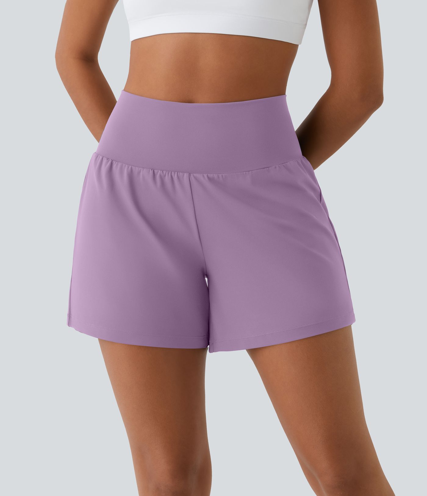 SoftlyZero™ Airy Super High Waisted 2-in-1  Cool Touch Yoga Shorts 5'' with Pockets-Longer Length
