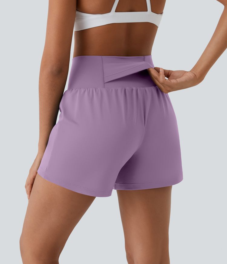 SoftlyZero™ Airy Super High Waisted 2-in-1  Cool Touch Yoga Shorts 5'' with Pockets-Longer Length