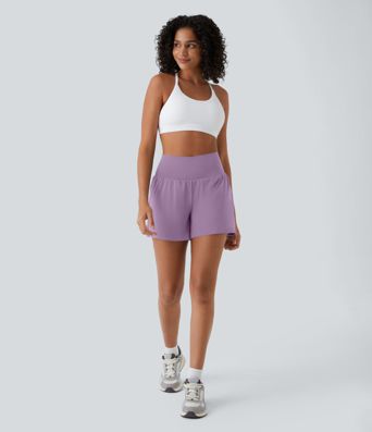 SoftlyZero™ Airy Super High Waisted 2-in-1  Cool Touch Yoga Shorts 5'' with Pockets-Longer Length