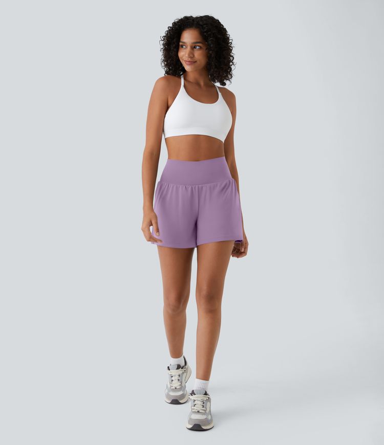 SoftlyZero™ Airy Super High Waisted 2-in-1  Cool Touch Yoga Shorts 5'' with Pockets-Longer Length