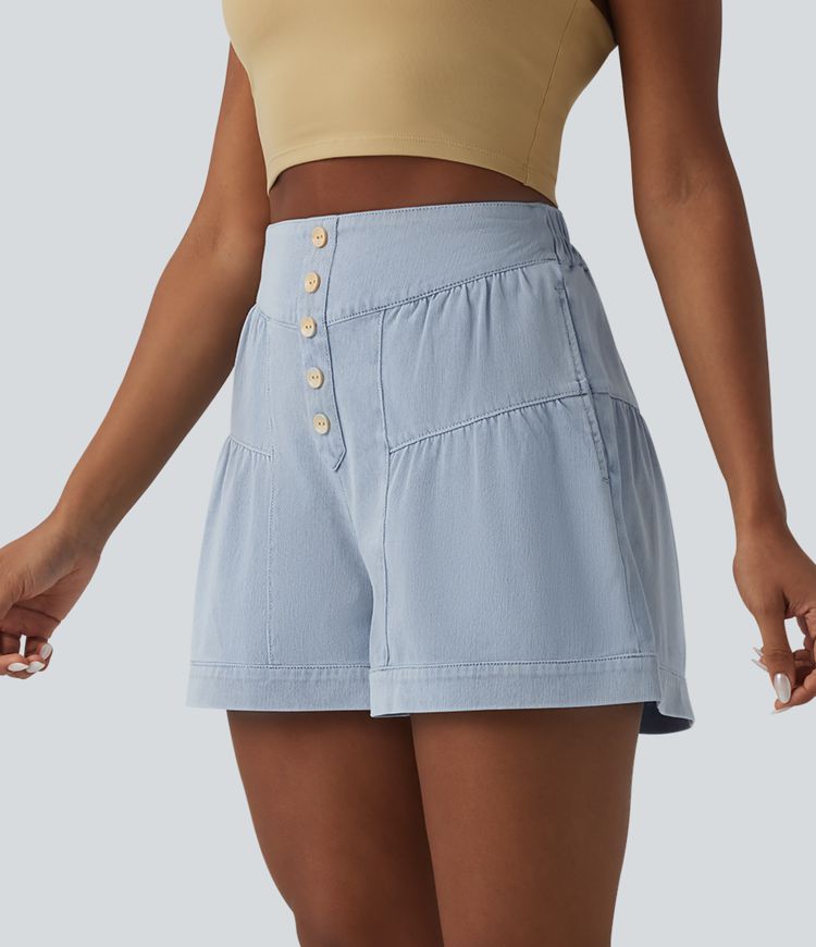 Halara Flex™ High Waisted Denim Casual Shorts 3'' with Pockets