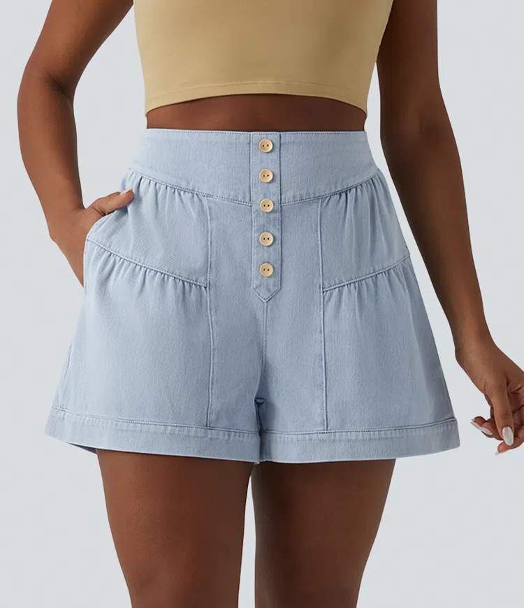 Halara Flex™ shorts décontractés en denim taille haute 3'' avec poches