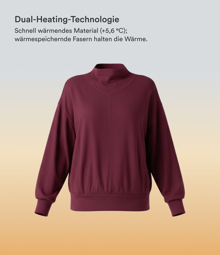 Halara HeatCore - Yoga-Sport-Top mir hohem Kragen, Taschen und langen Ärmeln - wärmend