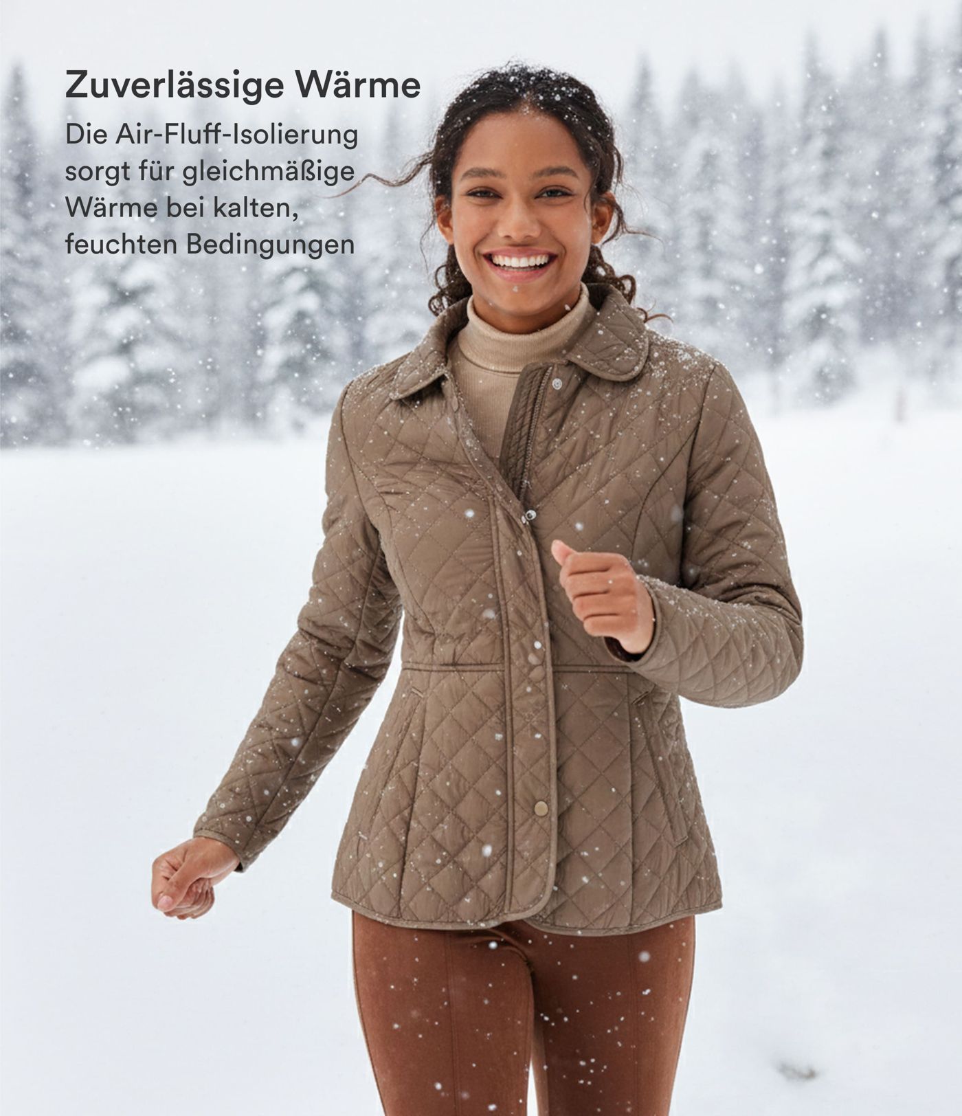 Lässige Kunstdaunen-Steppjacke mit Seitentaschen und langen Ärmeln - verstaubar, wasserabweisend