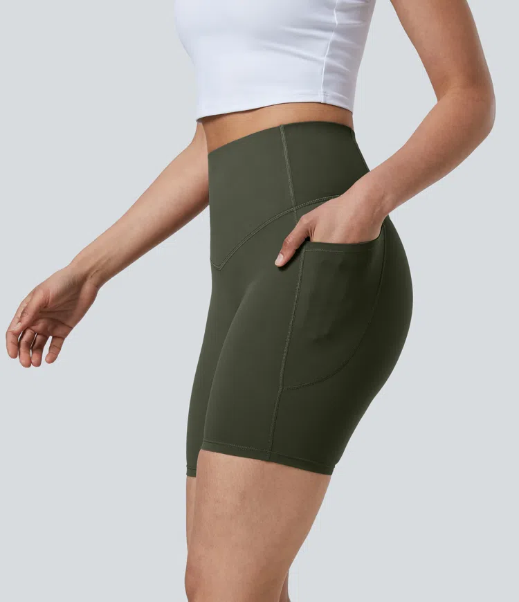 Halara UltraSculpt™ High Waisted Tummy Control Pocket Shaping Training Biker Shorts 7''