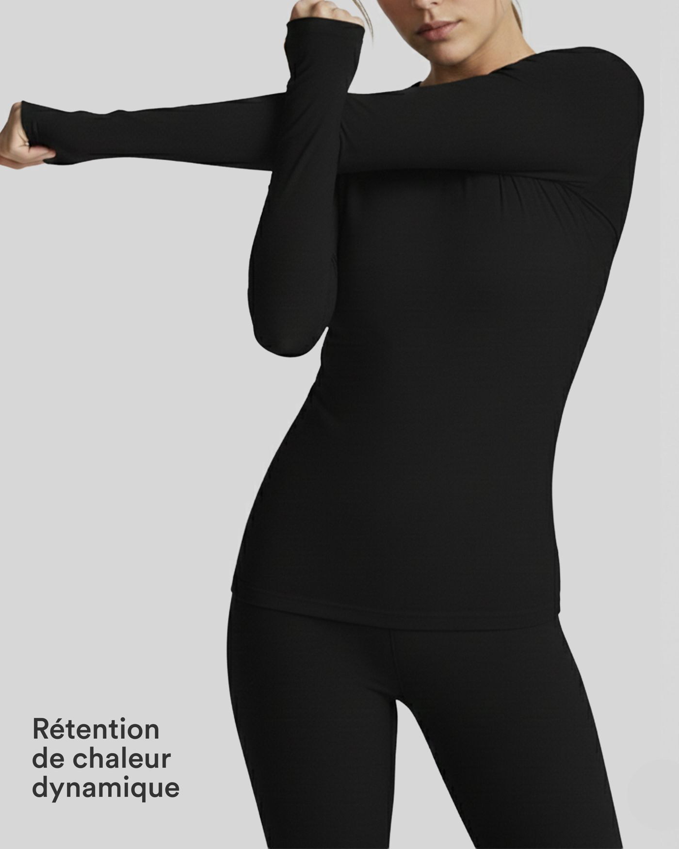 T-shirt réchauffant col échancré manches longues