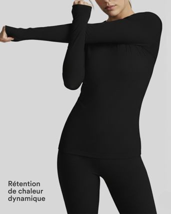 T-shirt réchauffant col échancré manches longues