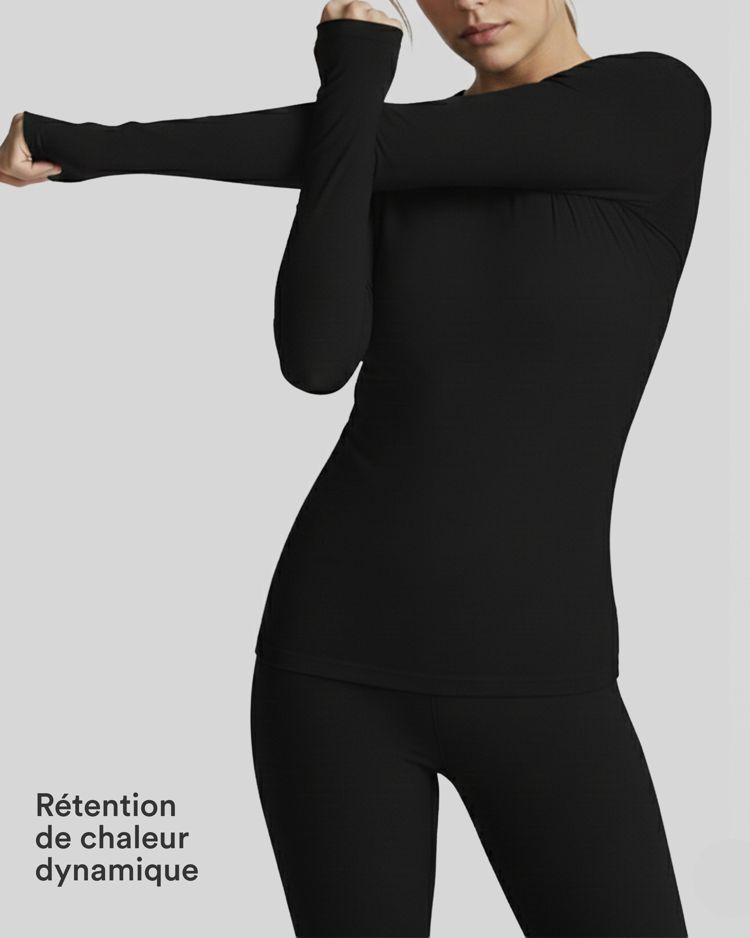 T-shirt réchauffant col échancré manches longues