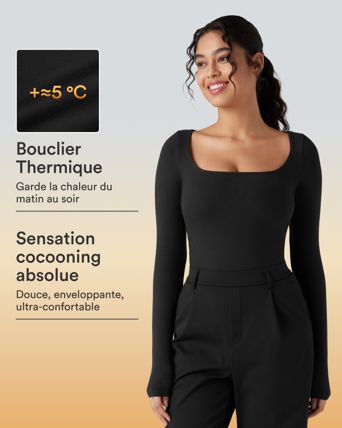 T-shirt réchauffant col échancré manches longues