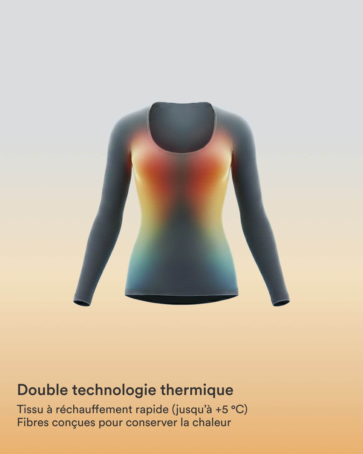 T-shirt réchauffant col échancré manches longues