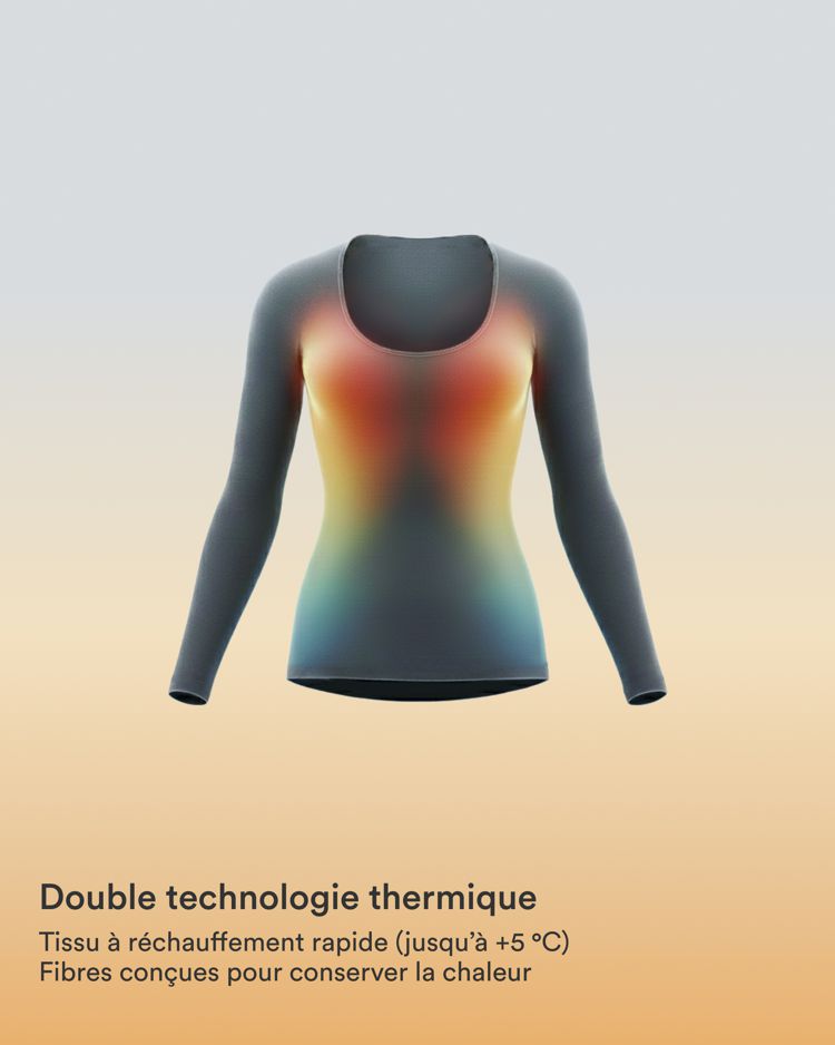 T-shirt réchauffant col échancré manches longues